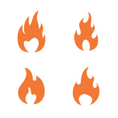 Fire flame logo icon set on white