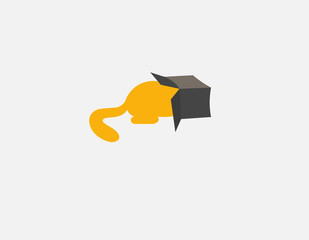 Creative Logotype icon funny cat and box for company