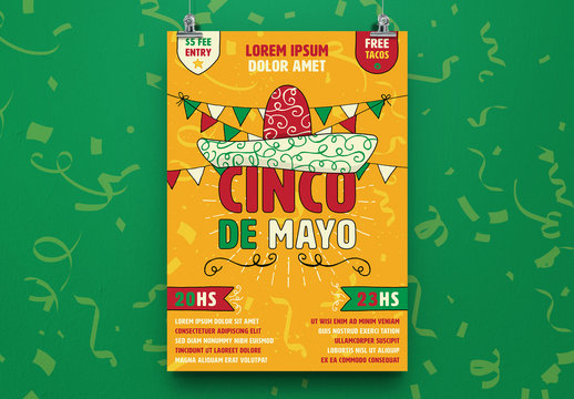 Cinco De Mayo Flyer With Sombrero Illustration