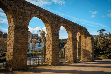 Fototapeta na wymiar Aqueduct of San Anton in Plasencia, province of Caceres, Spain. Built on the 16th century.