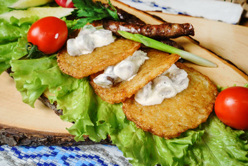 potato pancakes with sauce