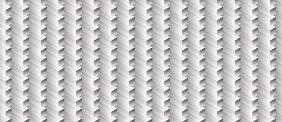 Isometric seamless pattern, volume realistic texture, black white background. 3d geometric tiles with cubes. Architectural uncolored backdrop for web, wallpaper, fabric, wrapping, paper, print.