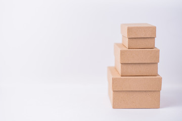 Kraft paper boxes on white background
