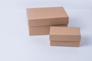 Kraft paper boxes on white background