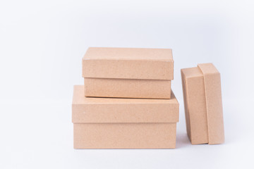 Kraft paper boxes on white background