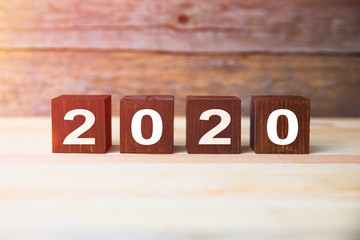 2020 text  on wooden cubes