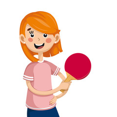 attractive girl with a tennis racket. athlete playing table tennis. Ping pong.