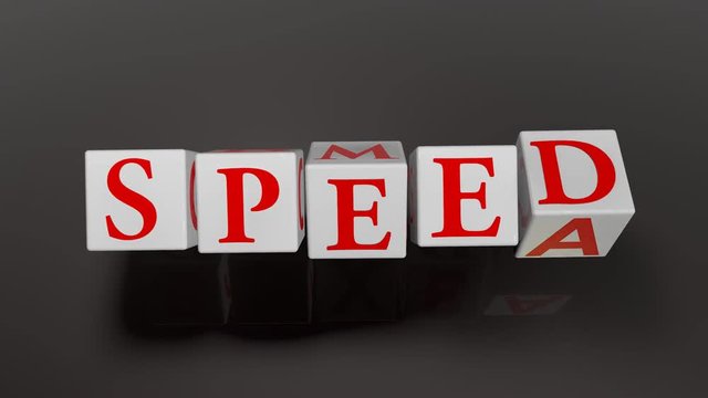 Cubes with letters "speed on black background