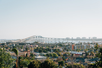 View of the Coronado Bridge from Grant Hill Neighborhood Park, in San Diego, California\