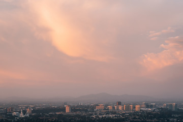 Fototapeta na wymiar Sunset view of University City, from Mount Soledad in La Jolla, San Diego, California