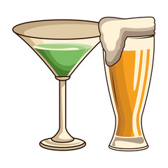 glasses with drink and beer