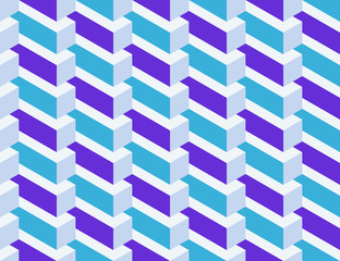 Isometric seamless pattern, volume realistic texture, color background. 3d geometric tiles with cubes. Architectural multicolored backdrop for web, wallpaper, fabric, wrapping, paper, print.