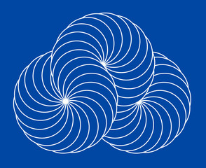 Infinity symbol of interlaced circles. Impossible shape with stroked lines on color background.