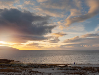 Fototapeta na wymiar Sunset sky over West coast of Ireland, Atlantic ocean, dusk.