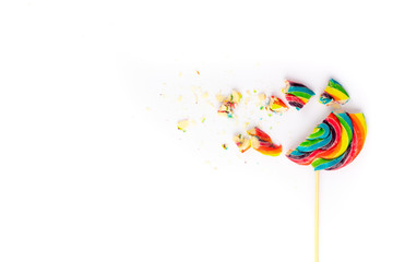 smashed colorful lollipop