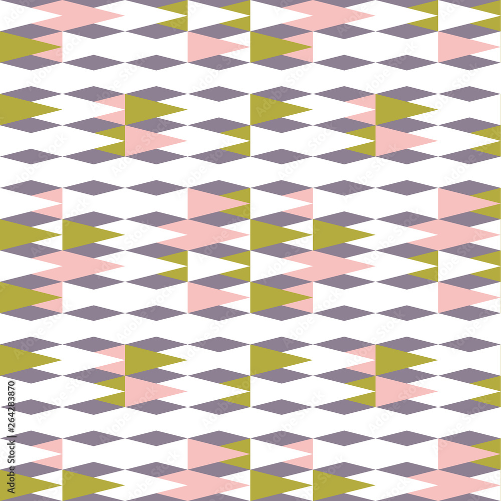 Poster ..Triangles background. Vector geometric seamless pattern in pastel retro colors and simple shapes.