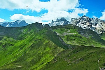 Fototapeta premium Austrian Alps-view on the mountain Sulzfluh and Drei Turme