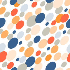 Vector seamless pattern with circles or ovals in light pastel colors. Modern background with simple geometric shapes