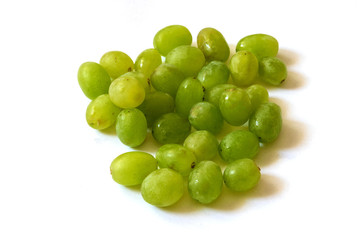 bunch of green grapes isolated on white