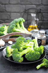 Fresh raw broccoli on board