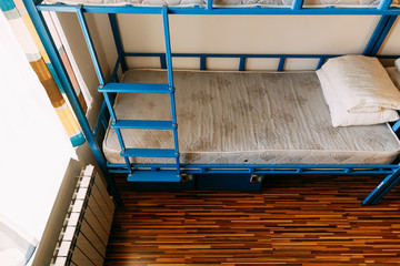 Bunk beds at the hostel