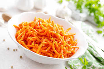 Salad with fresh raw carrot, Korean carrot salad