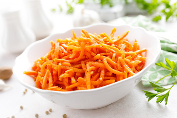 Salad with fresh raw carrot, Korean carrot salad