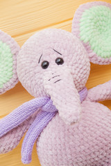 big soft crocheted pink elephant