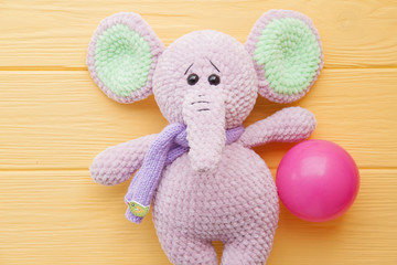 big soft crocheted pink elephant