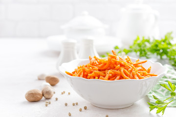 Salad with fresh raw carrot, Korean carrot salad