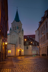 Night building in old town, Riga , Latvia