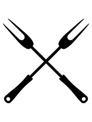 logo 2 grillgabeln überkreuz grillzange grillen gabel grill essen lecker koch bbq chef schürze hunger braten clipart design