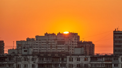 Phases of Moscow sunset from the 16th floor of a residential building