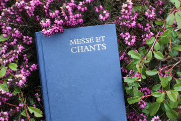 Livre de messe et chants dans des fleurs. / Book of Mass and songs in flowers. 