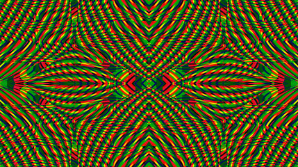 Color seamless pattern with hypnotic trance texture. Multicolored glitched background. Op art unique bright kaleidoscope. Psychedelic trippy art.
