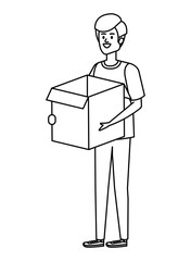young man lifting box carton
