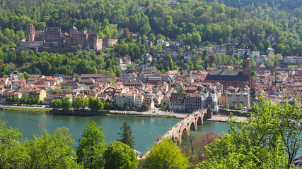 Naklejka premium Heidelberg am Neckar mit Schloss, Deutschland