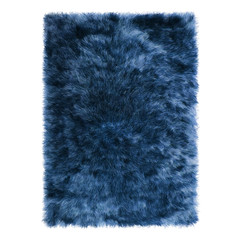 Rectangular wool blue carpet isolated background 3d