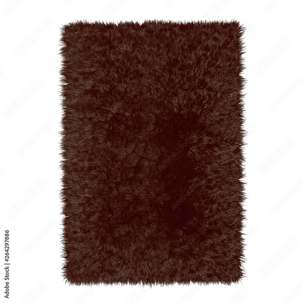 Poster rectangular wool brown carpet isolated background 3d