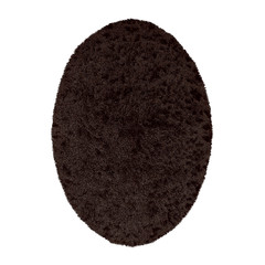 Brown oval wool rug isolated background 3d