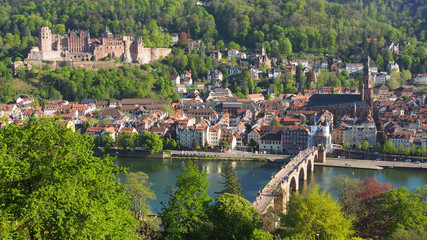 Fototapeta na wymiar Heidelberg am Neckar mit Schloss, Deutschland