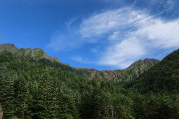 Fototapeta na wymiar 八ヶ岳連峰　赤岳鉱泉から赤岳、横岳を望む