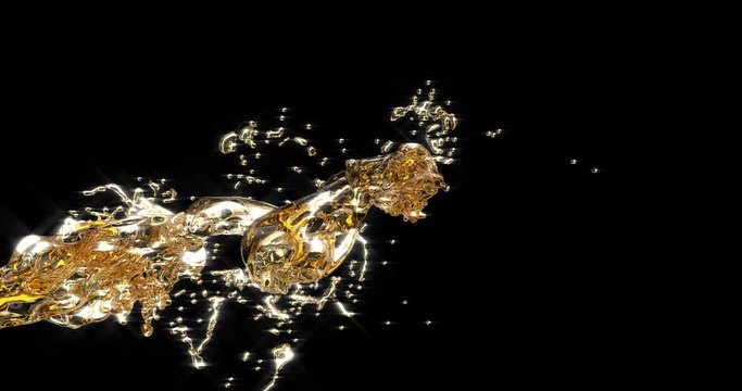 Alcohol beer jet splash on black