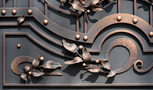 Wrought-Iron Gates, Ornamental Forging, Forged Elements Close-Up