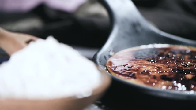 Leite creme, portuguese desert similar to creme brulee, cream brulee and burnt cream.