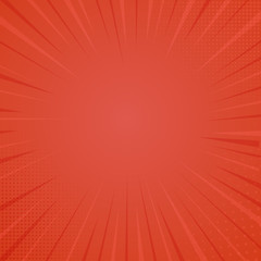 Comic book style background, halftone print texture. Vector illustration on red background