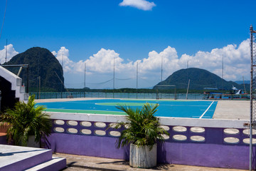 Ko Panyi school playing field, Phang Nga Bay, Thailand