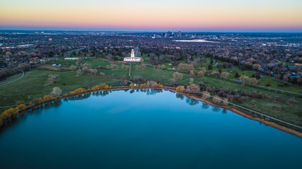 Drone Spring Sunset Over Denver, Colorado