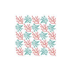 Trendy floral print in doodle style with branches on white backdrop. Gentle floral background 