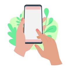 Female hands holding mobile phone